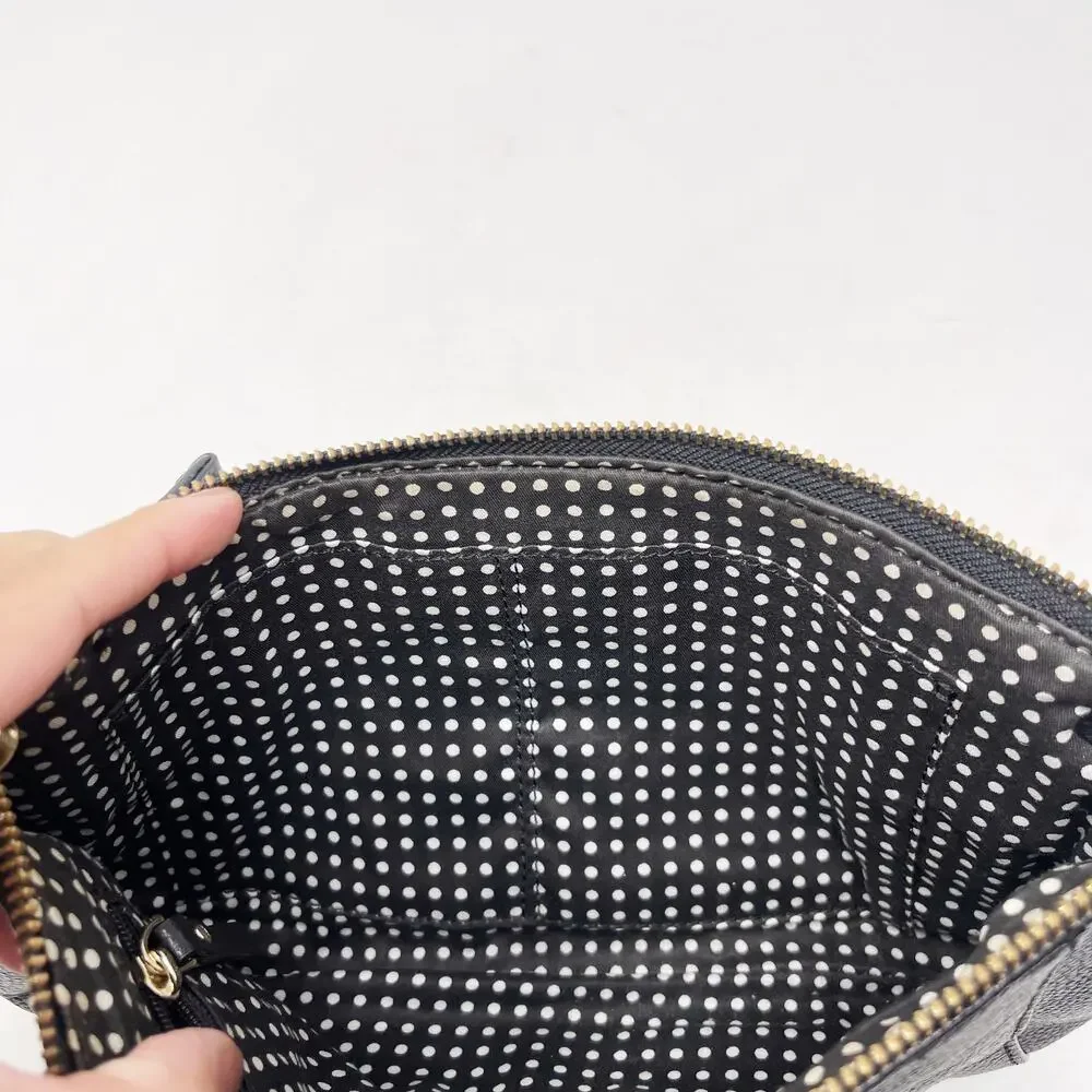 Kate Spade Black Berkshire Road Adela Shoulder Bag Chain Link Pebble Leather